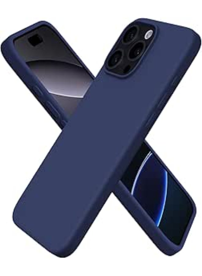 Liquid Silicone  Cover For iPhone 16 Pro , Silky Soft Touch, Anti-Scratch Shockproof Protective Case with Microfiber Lining For iPhone 16 Pro - Navy Blue